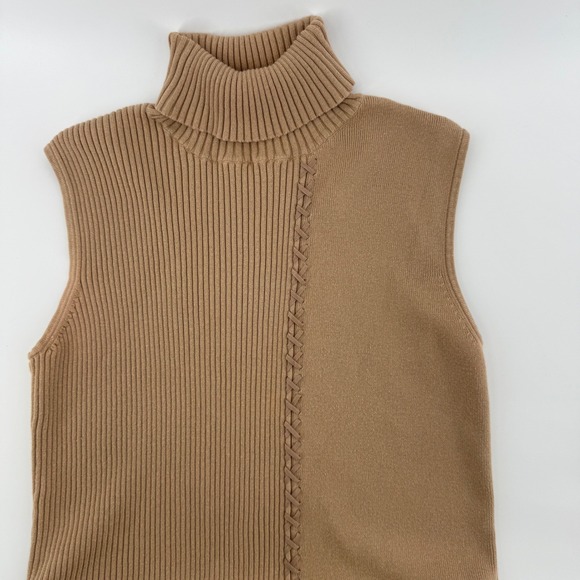Go-See Hampshire Turtleneck Top Size L Sleeveless Knit Sweater Layering Neutral - Picture 1 of 6